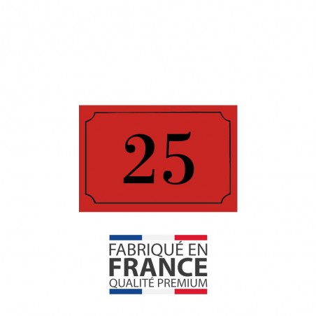 Numéro de maison / rue gravé et personnalisé couleur rouge chiffres noirs - Signalétique extérieure