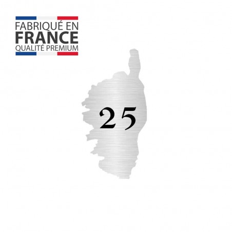 Numéro fantaisie personnalisable pour boite aux lettres couleur argent chiffres noirs - Modèle région Corse