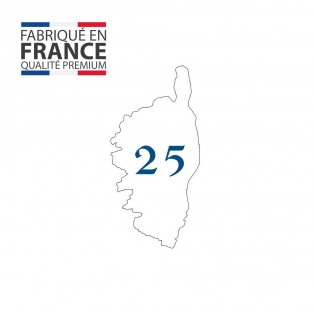 Numéro fantaisie personnalisable pour boite aux lettres couleur blanc chiffres bleus - Modèle région Corse