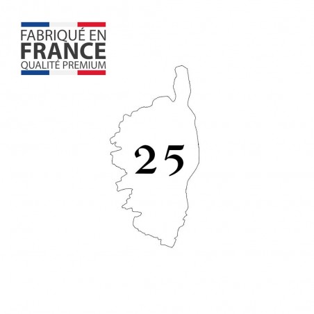 Numéro fantaisie personnalisable pour boite aux lettres couleur blanc chiffres noirs - Modèle région Corse