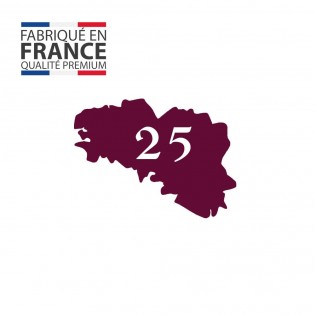 Numéro fantaisie personnalisable pour boite aux lettres couleur bordeaux chiffres blancs - Modèle région Bretagne