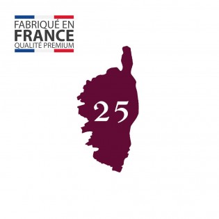 Numéro fantaisie personnalisable pour boite aux lettres couleur bordeaux chiffres blancs - Modèle région Corse