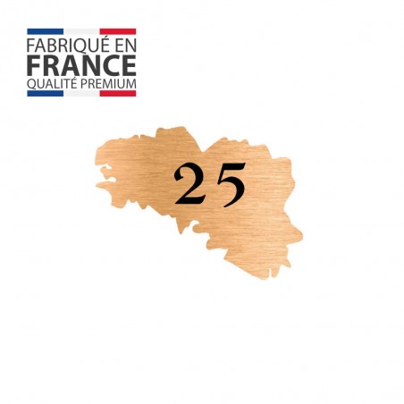 Numéro fantaisie personnalisable pour boite aux lettres couleur cuivre chiffres noirs - Modèle région Bretagne