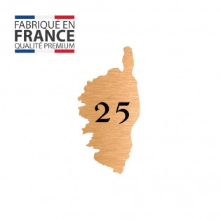 Numéro fantaisie personnalisable pour boite aux lettres couleur cuivre chiffres noirs - Modèle région Corse
