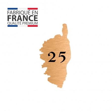 Numéro fantaisie personnalisable pour boite aux lettres couleur cuivre chiffres noirs - Modèle région Corse