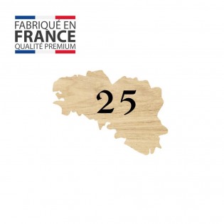 Numéro fantaisie personnalisable pour boite aux lettres couleur effet bois clair chiffres noirs - Modèle région Bretagne