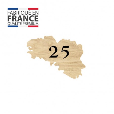 Numéro fantaisie personnalisable pour boite aux lettres couleur effet bois clair chiffres noirs - Modèle région Bretagne