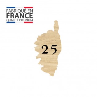 Numéro fantaisie personnalisable pour boite aux lettres couleur effet bois clair chiffres noirs - Modèle région Corse