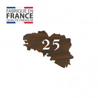 Numéro fantaisie personnalisable pour boite aux lettres couleur effet bois foncé chiffres blancs - Modèle région Bretagne