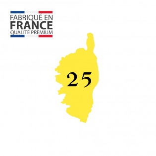 Numéro fantaisie personnalisable pour boite aux lettres couleur jaune chiffres noirs - Modèle région Corse