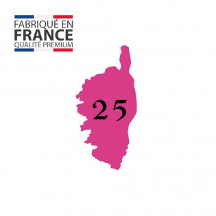Numéro fantaisie personnalisable pour boite aux lettres couleur rose chiffres noirs - Modèle région Corse