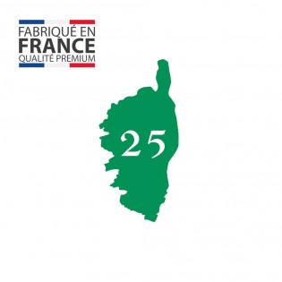 Numéro fantaisie personnalisable pour boite aux lettres couleur vert pomme chiffres blancs - Modèle région Corse