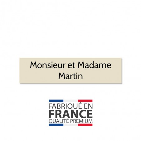 Plaque adhésive interphone ou sonnette 60 mm x 15 mm gravure personnalisée sur 2 lignes couleur beige lettres noires