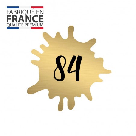 Numéro fantaisie personnalisable pour boite aux lettres couleur or brossé chiffres noirs - Modèle Splash