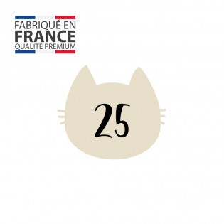 Numéro fantaisie personnalisable pour boite aux lettres couleur beige chiffres noirs - Modèle Chat