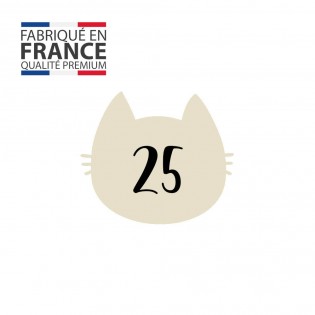 Numéro fantaisie personnalisable pour boite aux lettres couleur beige chiffres noirs - Modèle Chat