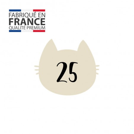 Numéro fantaisie personnalisable pour boite aux lettres couleur beige chiffres noirs - Modèle Chat