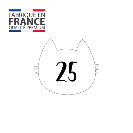 Numéro fantaisie personnalisable pour boite aux lettres couleur blanc chiffres noirs - Modèle Chat
