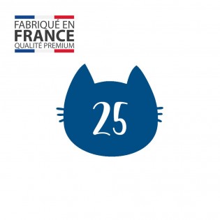 Numéro fantaisie personnalisable pour boite aux lettres couleur bleu chiffres blancs - Modèle Chat