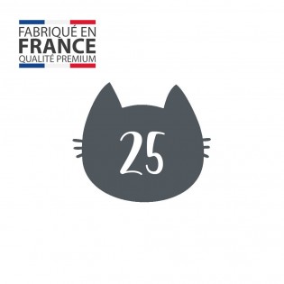 Numéro fantaisie personnalisable pour boite aux lettres couleur gris chiffres blancs - Modèle Chat