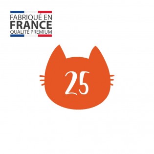 Numéro fantaisie personnalisable pour boite aux lettres couleur orange chiffres blancs - Modèle Chat