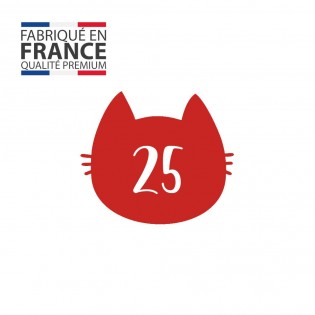 Numéro fantaisie personnalisable pour boite aux lettres couleur rouge chiffres blancs - Modèle Chat