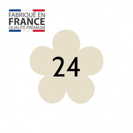 Numéro fantaisie personnalisable pour boite aux lettres couleur beige chiffres noirs - Modèle Fleur