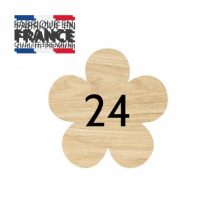 Numéro fantaisie personnalisable pour boite aux lettres couleur effet bois clair chiffres noirs - Modèle Fleur