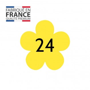 Numéro fantaisie personnalisable pour boite aux lettres couleur jaune chiffres noirs - Modèle Fleur