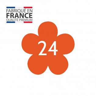 Numéro fantaisie personnalisable pour boite aux lettres couleur orange chiffres blancs - Modèle Fleur