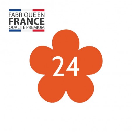 Numéro fantaisie personnalisable pour boite aux lettres couleur orange chiffres blancs - Modèle Fleur