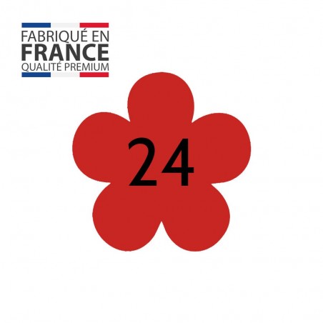 Numéro fantaisie personnalisable pour boite aux lettres couleur rouge chiffres noirs - Modèle Fleur
