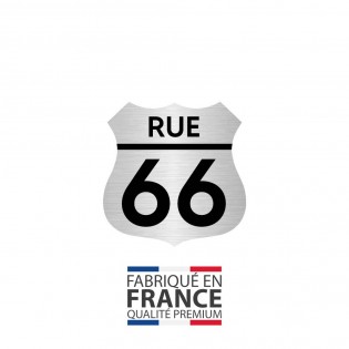 Numéro fantaisie personnalisable pour boite aux lettres couleur argent chiffres noirs - Modèle Route 66