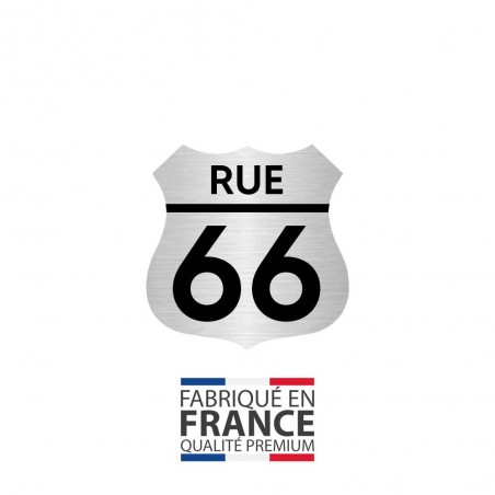 Numéro fantaisie personnalisable pour boite aux lettres couleur argent chiffres noirs - Modèle Route 66