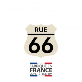 Numéro fantaisie personnalisable pour boite aux lettres couleur beige chiffres noirs - Modèle Route 66