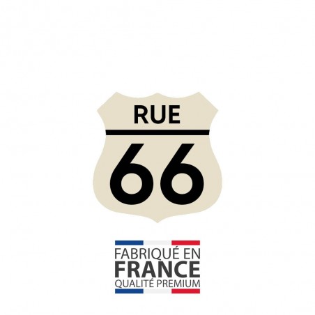 Numéro fantaisie personnalisable pour boite aux lettres couleur beige chiffres noirs - Modèle Route 66