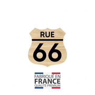 Numéro fantaisie personnalisable pour boite aux lettres couleur effet bois clair chiffres noirs - Modèle Route 66