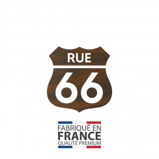 Numéro fantaisie personnalisable pour boite aux lettres couleur effet bois foncé chiffres blancs - Modèle Route 66