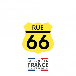 Numéro fantaisie personnalisable pour boite aux lettres couleur jaune chiffres noirs - Modèle Route 66