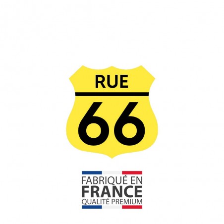 Numéro fantaisie personnalisable pour boite aux lettres couleur jaune chiffres noirs - Modèle Route 66