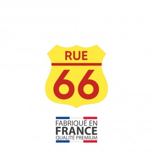 Numéro fantaisie personnalisable pour boite aux lettres couleur jaune chiffres rouges - Modèle Route 66