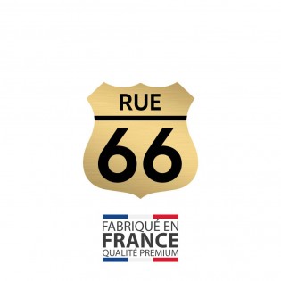 Numéro fantaisie personnalisable pour boite aux lettres couleur or brossé chiffres noirs - Modèle Route 66