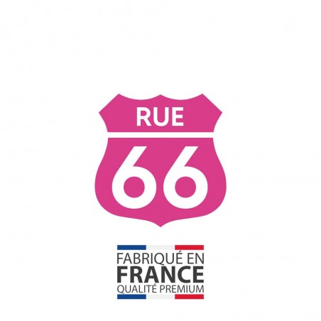 Numéro fantaisie personnalisable pour boite aux lettres couleur rose chiffres blancs - Modèle Route 66