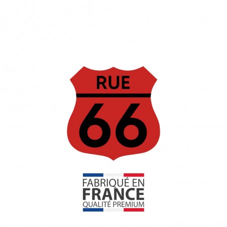 Numéro fantaisie personnalisable pour boite aux lettres couleur rouge chiffres noirs - Modèle Route 66
