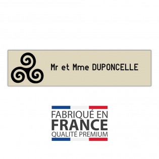 Plaque boite aux lettres format Decayeux TRISKELL (100x25mm) beige lettres noires - 1 ligne