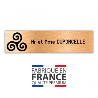 Plaque boite aux lettres format Decayeux TRISKELL (100x25mm) cuivre lettres noires - 1 ligne