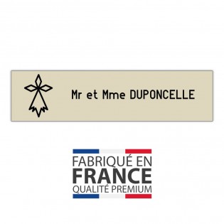 Plaque boite aux lettres format Decayeux HERMINE (100x25mm) beige lettres noires - 1 ligne