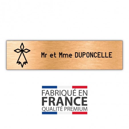 Plaque boite aux lettres format Decayeux HERMINE (100x25mm) cuivre lettres noires - 1 ligne