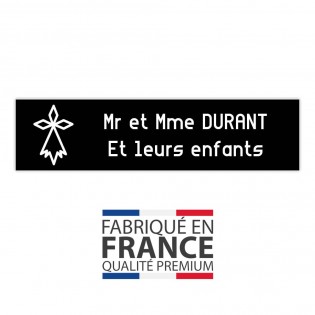 Plaque boite aux lettres format Decayeux HERMINE (100x25mm) noire lettres blanches - 2 lignes