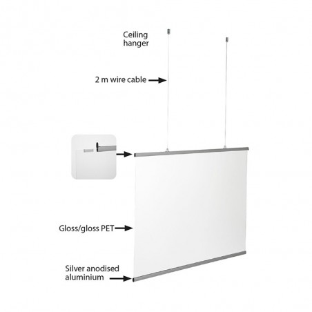 Vitre de protection suspendue en PET - Hygiaphone suspendu (lutte Covid19, coronavirus)
